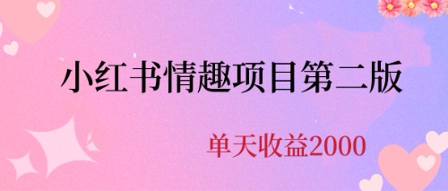 最近爆火小红书情趣项目第二版，每天2000+-启航资源站