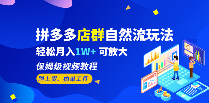 拼多多店群自然流玩法，轻松月入1W+ 保姆级视频教程（附上货、拍单工具）-启航资源站