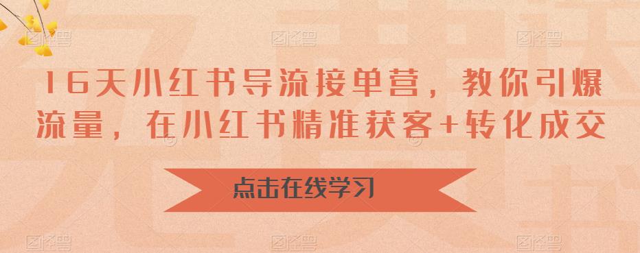 16天-小红书 导流接单营，教你引爆流量，在小红书精准获客+转化成交-启航资源站