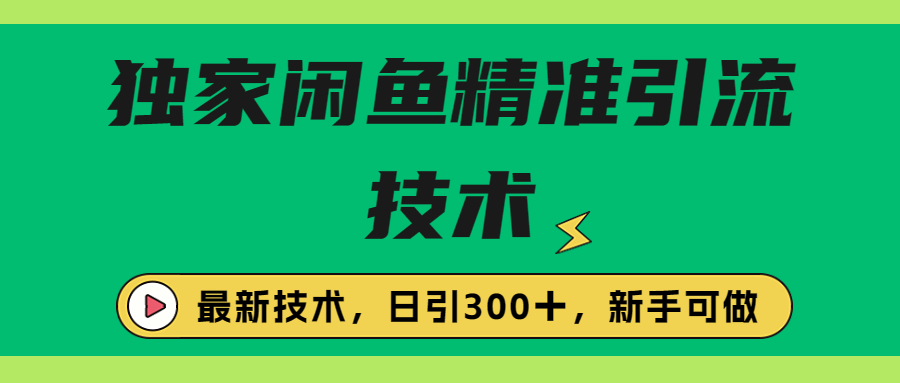 独家闲鱼引流技术，日引300＋实战玩法-启航资源站