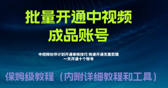 外面收费1980暴力开通中视频计划教程，附 快速通过中视频伙伴计划的办法-启航资源站