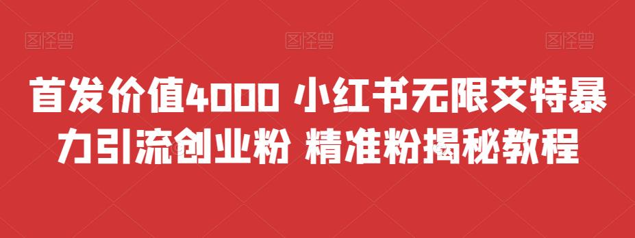 首发价值4000 小红书无限艾特暴力引流创业粉 精准粉揭秘教程-启航资源站