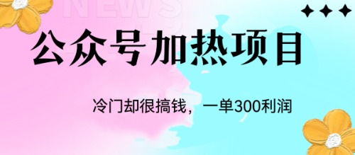 冷门公众号加热项目，一单利润300+-启航资源站