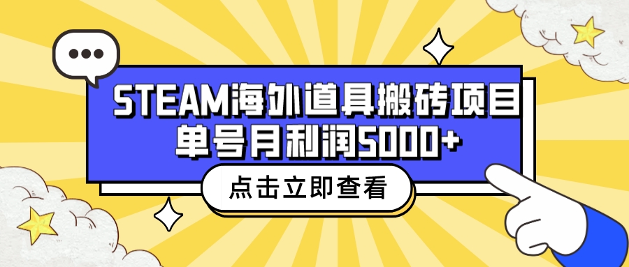 收费6980的Steam海外道具搬砖项目，单号月收益5000+全套实操教程-启航资源站