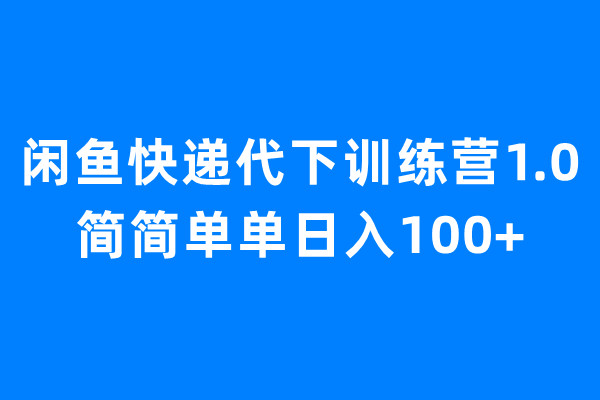 闲鱼快递代下训练营1.0，简简单单日入100+-启航资源站