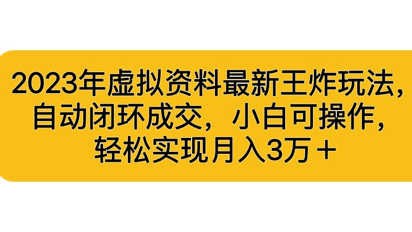 2023年虚拟资料最新王炸玩法，自动闭环成交，小白可操作，轻松实现月入3…-启航资源站