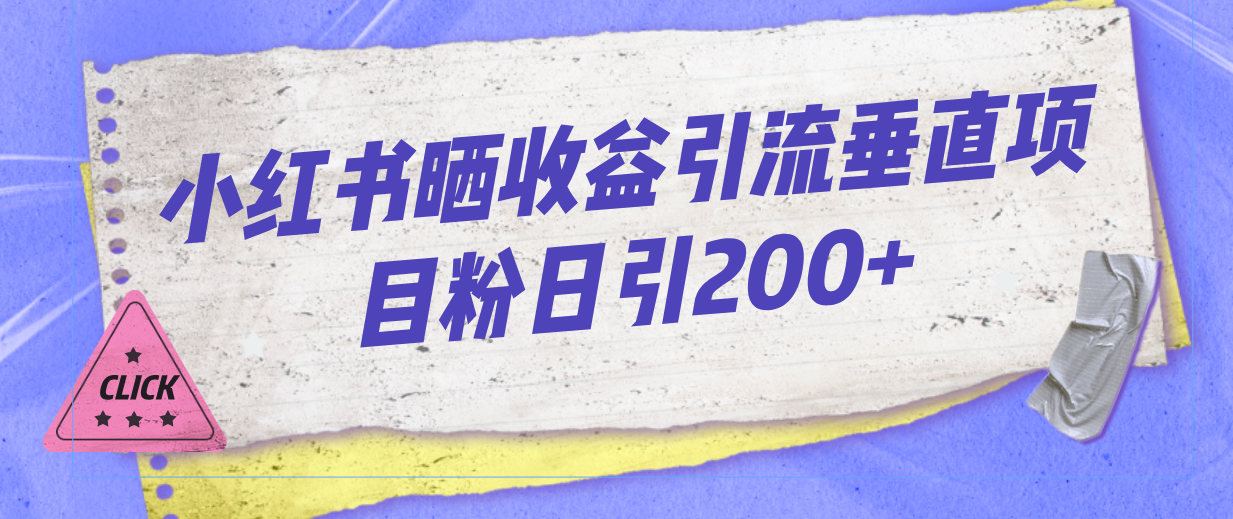 小红书晒收益图引流垂直项目粉日引200+-启航资源站