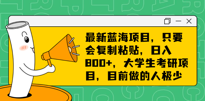 最新蓝海项目，只要会复制粘贴，日入800+，大学生考研项目，目前做的人极少-启航资源站