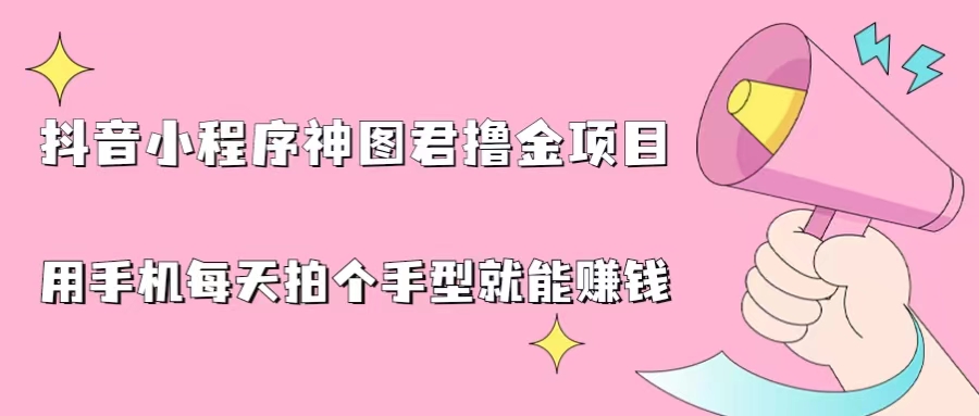 抖音小程序神图君撸金项目，用手机每天拍个手型挂载一下小程序就能赚钱-启航资源站