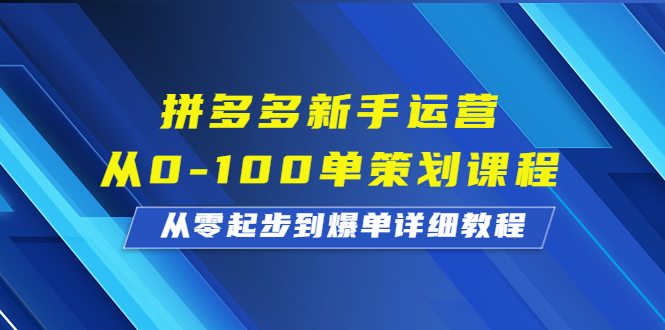 拼多多新手运营从0-100单策划课程，从零起步到爆单详细教程-启航资源站