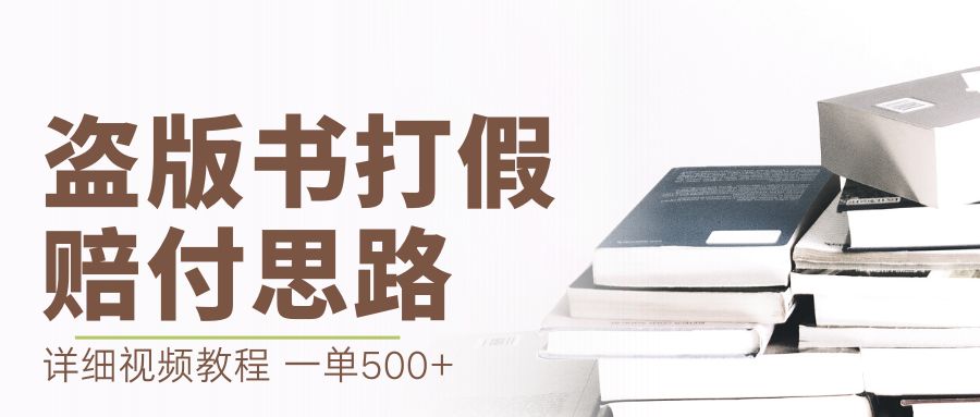 最新盗版书赔付打假项目，一单利润500+【详细玩法视频教程】-启航资源站