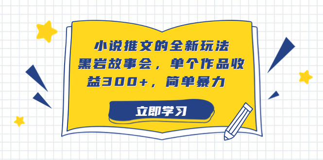 小说推文的全新玩法，黑岩故事会，单个作品收益300+，简单暴力-启航资源站