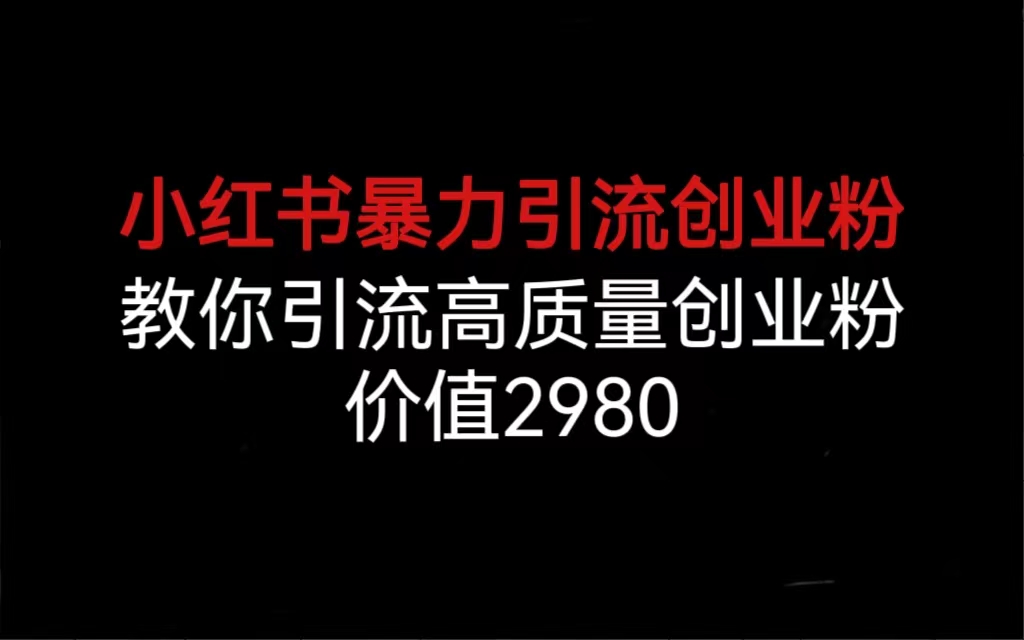 小红书暴力引流创业粉，教你引流高质量创业粉，价值2980-启航资源站