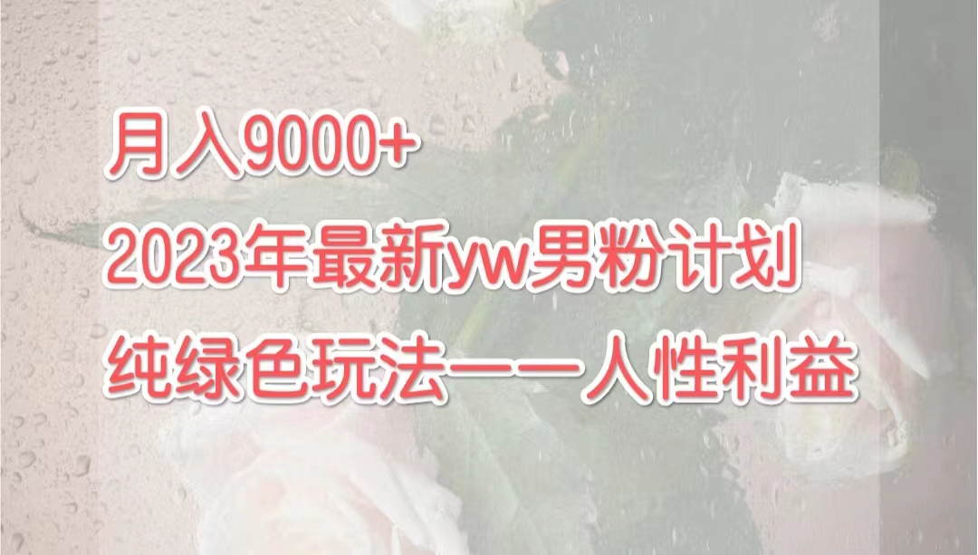 月入9000+2023年9月最新yw男粉计划绿色玩法——人性之利益-启航资源站