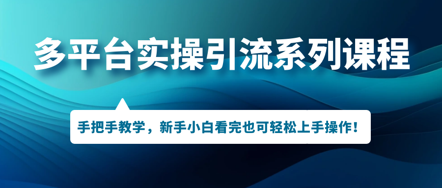 多平台实操引流系列课程，手把手教学，新手小白看完也可轻松上手引流操作！-启航资源站