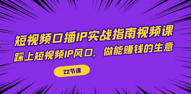 短视频口播IP实战指南视频课，踩上短视频IP风口，做能赚钱的生意（22节课）-启航资源站