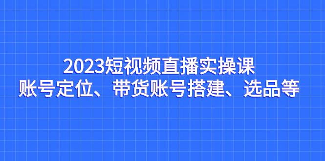 2023短视频直播实操课，账号定位、带货账号搭建、选品等-启航资源站