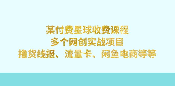 某付费星球课程：多个网创实战项目，撸货线报、流量卡、闲鱼电商等等-启航资源站