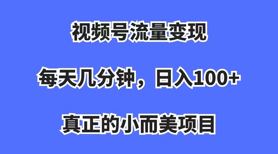 视频号流量变现，每天几分钟，收入100+，真正的小而美项目-启航资源站