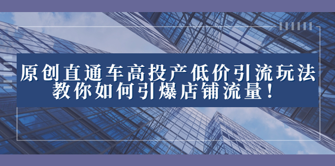 2023直通车高投产低价引流玩法，教你如何引爆店铺流量！-启航资源站