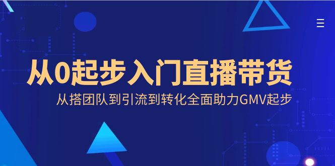 从0起步入门直播带货，从搭团队到引流到转化全面助力GMV起步-启航资源站