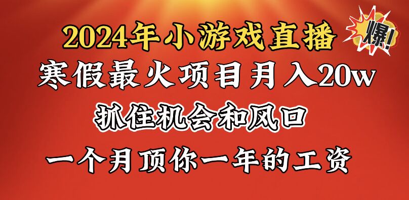 2024年寒假爆火项目，小游戏直播月入20w+，学会了之后你将翻身-启航资源站