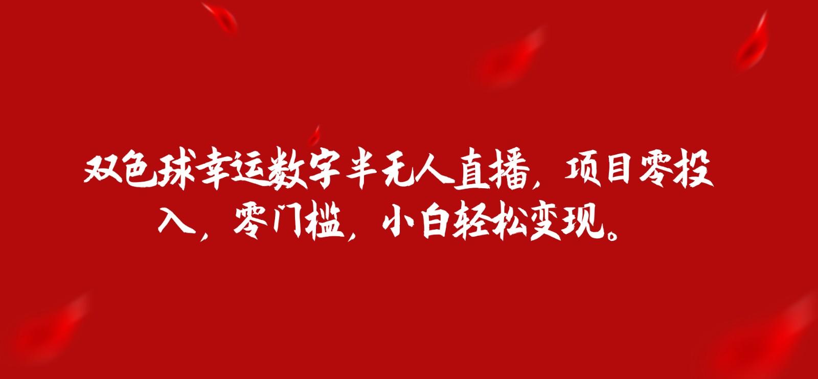 双色球幸运数字半无人直播，项目零投入，零门槛，小白轻松变现。-启航资源站