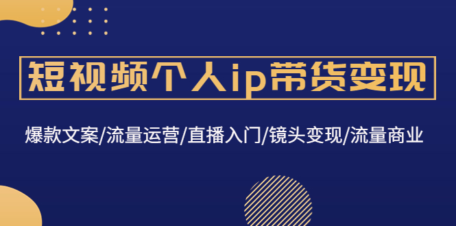 （4595期）短视频个人ip带货变现：爆款文案/流量运营/直播入门/镜头变现/流量商业-启航资源站