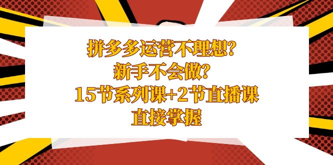 （8479期）拼多多运营不理想？新手不会做？15节系列课+2节直播课，直接掌握-启航资源站