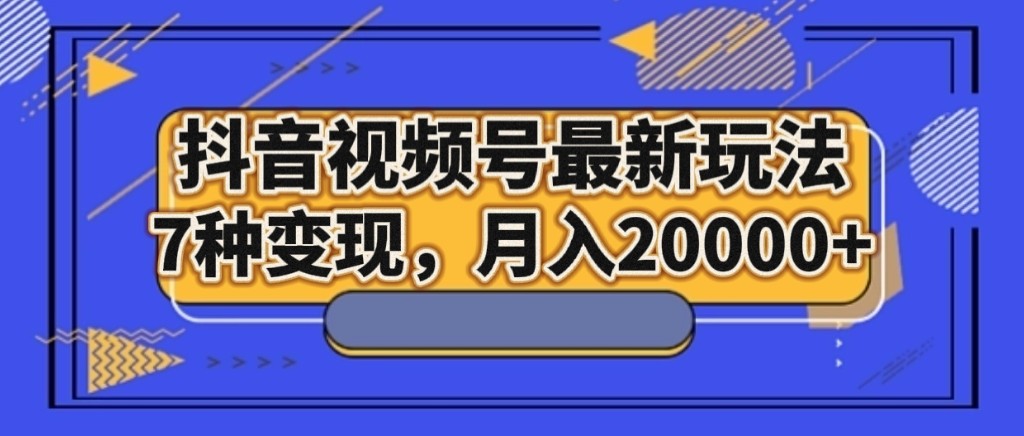 抖音视频号最新玩法，7种变现，月入20000+-启航资源站