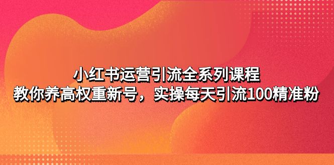 （4950期）小红书运营引流全系列课程：教你养高权重新号，实操每天引流100精准粉-启航资源站