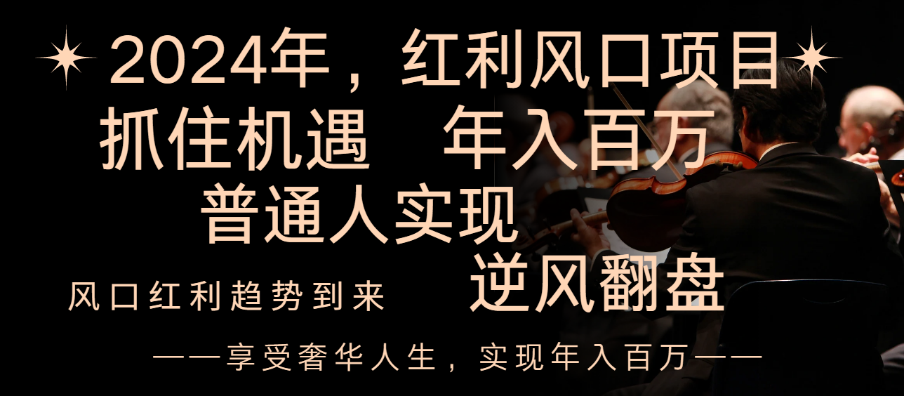 （8418期）2024红利风口项目来袭，享受第一波红利，逆风翻盘普通人也能实现，年入百万-启航资源站