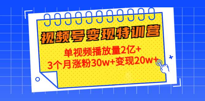 （4455期）20天视频号变现特训营：单视频播放量2亿+3个月涨粉30w+变现20w+-启航资源站