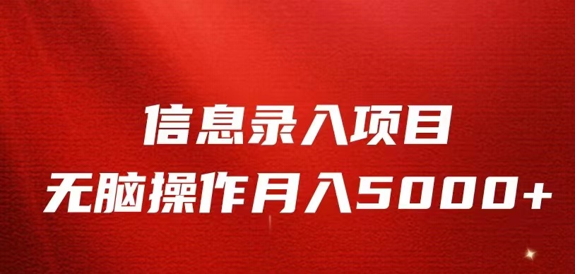 信息录入返佣项目，小白无脑复制粘贴，月入5K+-启航资源站