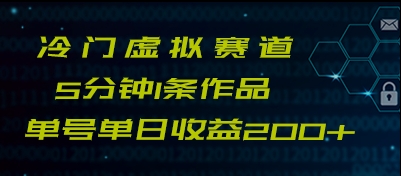 最新冷门赛道5分钟1条作品单日单号收益200+-启航资源站