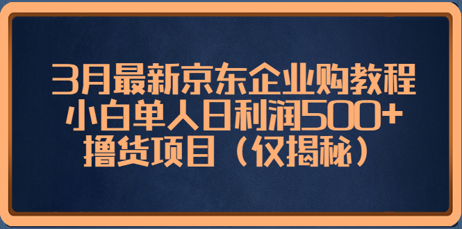 （5277期）3月最新京东企业购教程，小白单人日利润500+撸货项目（仅揭秘）-启航资源站