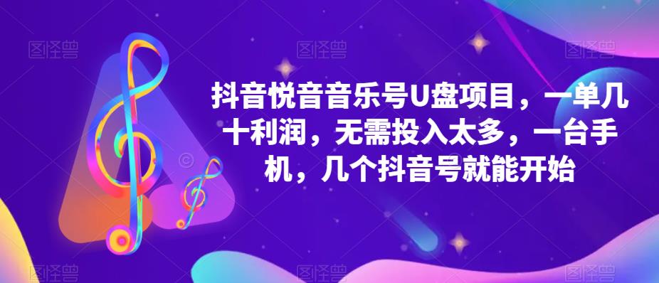 （5393期）抖音音乐号U盘项目 一单几十利润 无需投入太多 一台手机 几个抖音号就开始-启航资源站