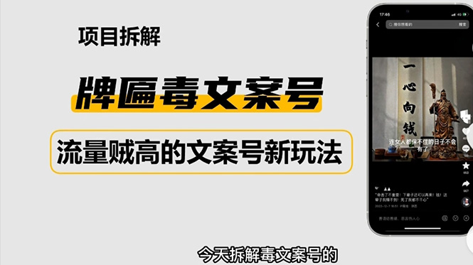 （4676期）2023抖音快手毒文案新玩法，牌匾文案号，起号快易变现-启航资源站