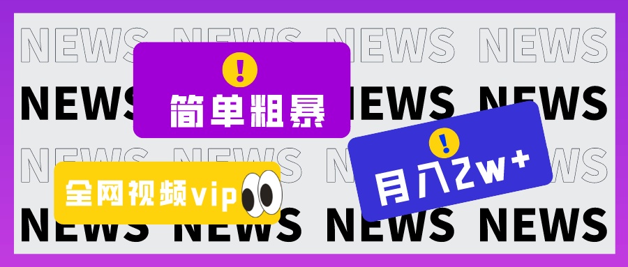 简单粗暴零成本，高回报，全网视频VIP掘金项目，月入2万＋-启航资源站