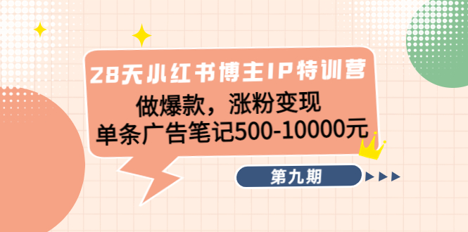 （4267期）28天小红书博主IP特训营《第9期》做爆款，涨粉变现 单条广告笔记500-10000-启航资源站