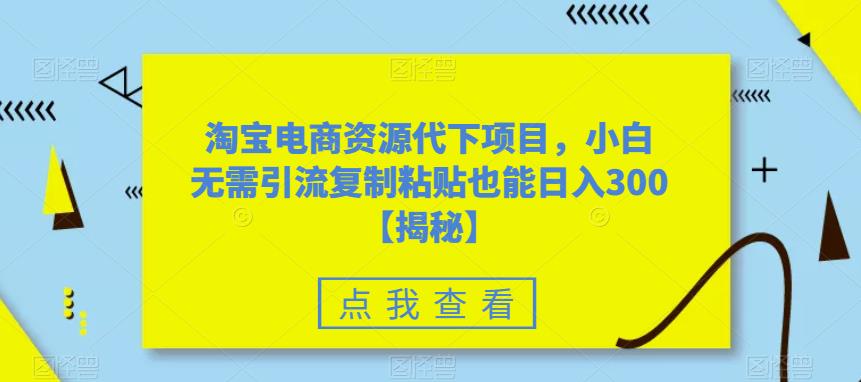 淘宝电商资源代下项目，小白无需引流复制粘贴也能日入300＋【揭秘】-启航资源站