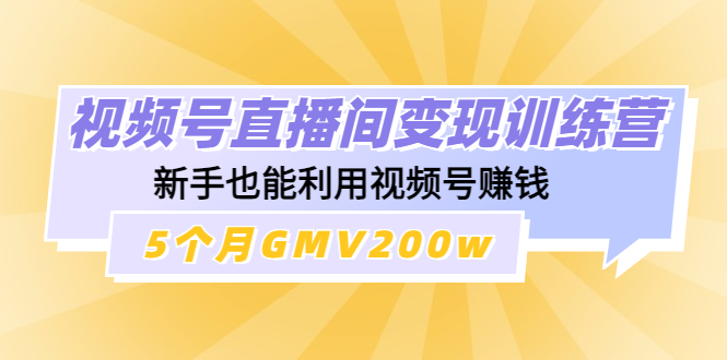 （4468期）视频号直播间变现训练营：新手也能利用视频号赚钱，5个月GMV200w-启航资源站