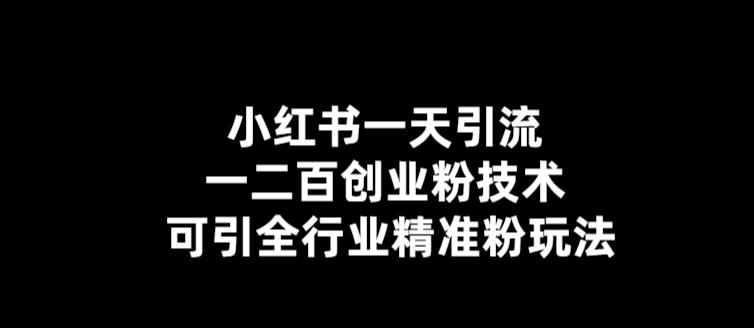 小红书一天引流一二百创业粉技术，可引全行业精准粉玩法【仅揭秘】-启航资源站