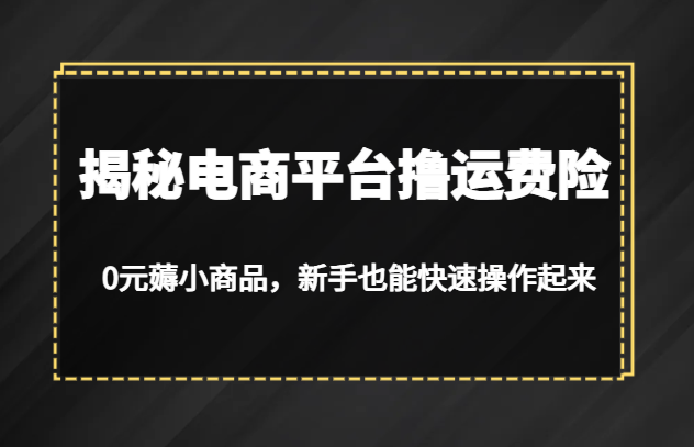 揭秘电商平台撸运费险，0元薅小商品，新手也能快速操作起来-启航资源站