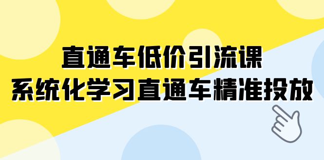 （7698期）直通车-低价引流课，系统化学习直通车精准投放（14节课）-启航资源站