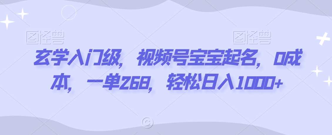 玄学入门级，视频号宝宝起名，0成本，一单268，轻松日入1000+【揭秘】-启航资源站