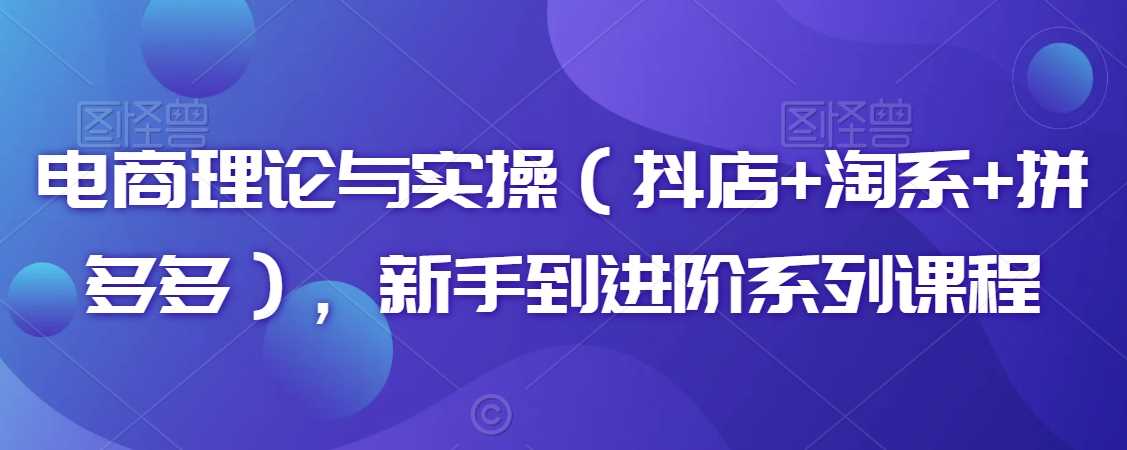 电商理论与实操（抖店+淘系+拼多多），新手到进阶系列课程-启航资源站