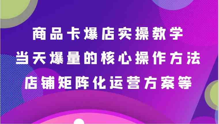 商品卡爆店实操教学，基础到进阶保姆式讲解、当天爆量核心方法、店铺矩阵化运营方案等-启航资源站