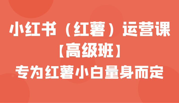 小红书（红薯）运营课【高级班】，专为红薯小白量身而定（42节课）-启航资源站