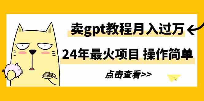 （9180期）24年最火项目，卖gpt教程月入过万，操作简单-启航资源站